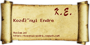 Kozányi Endre névjegykártya